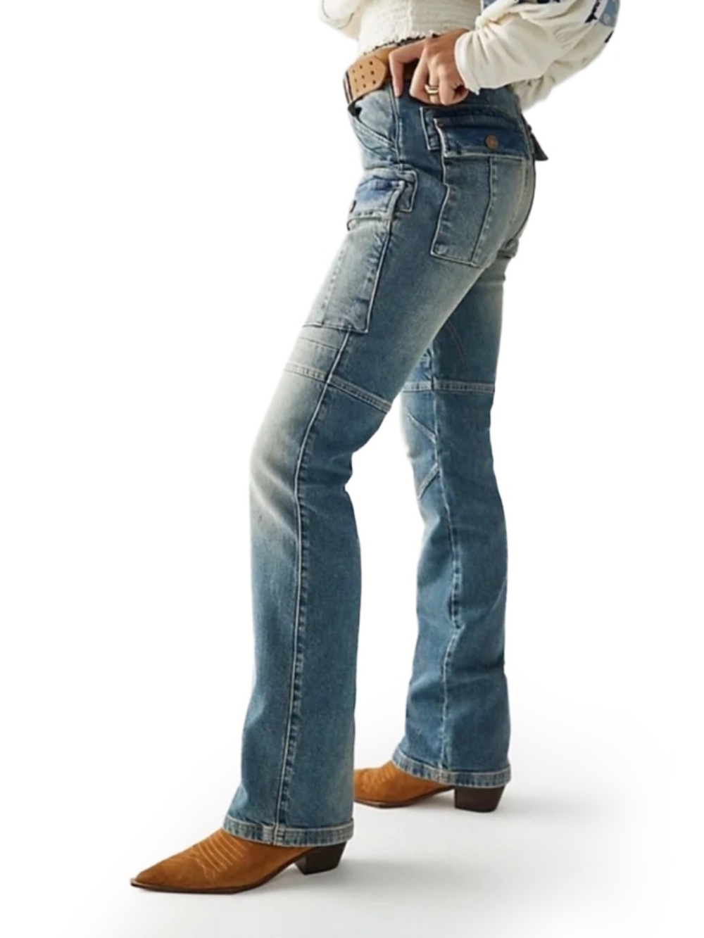 Free People We The Free Dream Maker Denim Jeans Mid Rise Boot Cut / 25